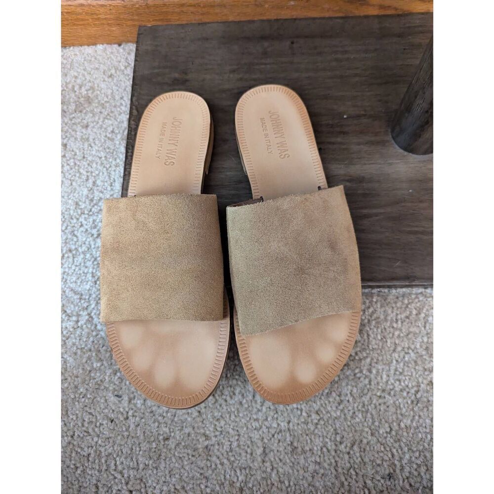 Johnny Was Women’s EU 41 US 11 Camilla Tan Slip on Sandal Slide Italy